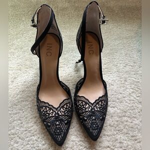 INC Kinlee heels. Black lace and nude